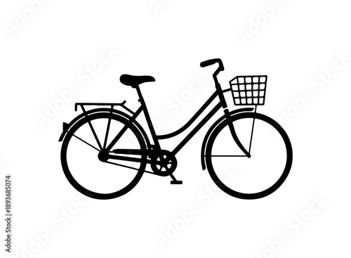 Black Silhouette Bike with Basket
