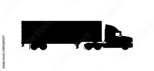 Black Silhouette of a Semi-Truck