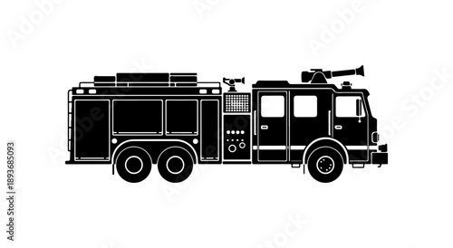 Fire Truck Silhouette Vector Illustration