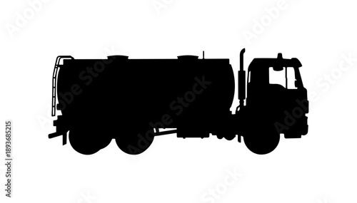 Black Silhouette of a Tanker Truck