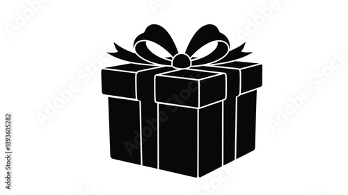 A black gift box with a decorative bow a striking silhouette