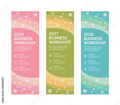 Modern business banner templates with abstract geometric patterns. Perfect for workshops, events, conferences, presentations, or branding projects, combining style and professionalism.