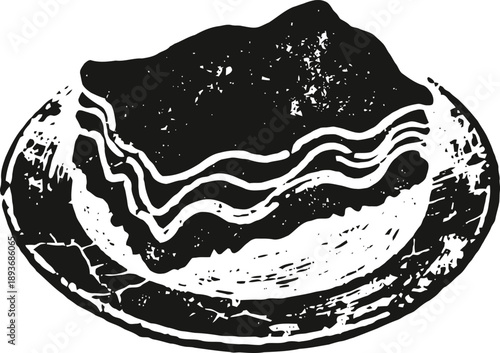 Lasagna pasta slice on plate illustration italian traditional baked layered dish with cheese and sauce