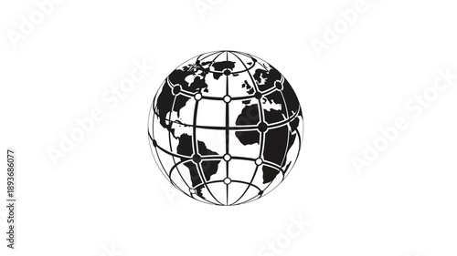A detailed depiction of earth with gridlines presented as a silhouette
