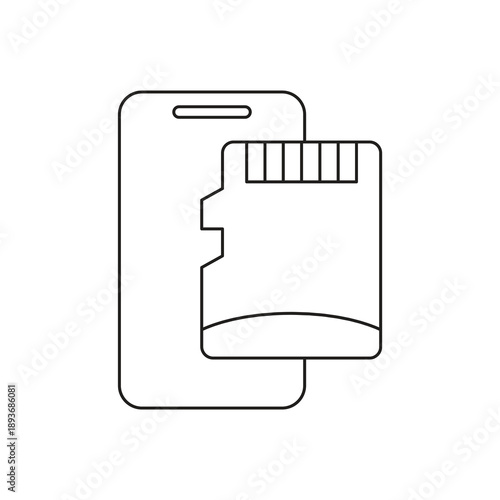 Mobile memory card storage line icon