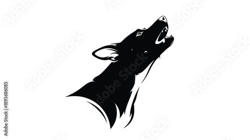 A striking black wolf head in a howling pose detailed silhouette
