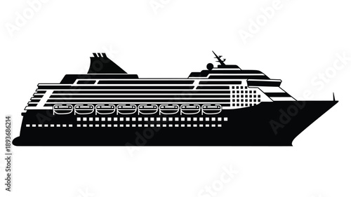 Detailed black ship outline against a white background a striking silhouette