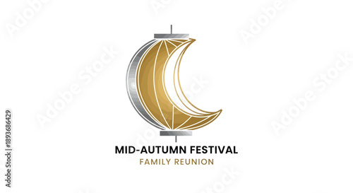 Mid-Autumn Festival Family Reunion Celebration with Crescent Moon Lantern.