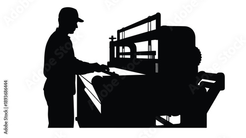 man working with industrial machine silhouette high quality