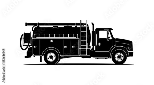 Black Silhouette of a Fire Truck
