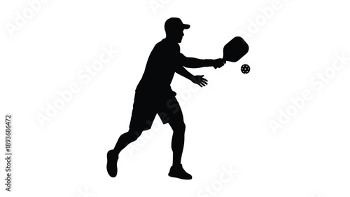 A tennis player in mid swing preparing to hit the ball silhouette