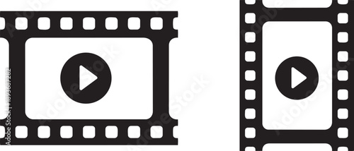 Movie Frame Icon: Two film frames stand side by side, showcasing play buttons, symbolizing the essence of cinema and digital media.