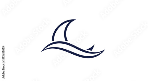 Minimalist Shark Fin and Wave Logo Design.