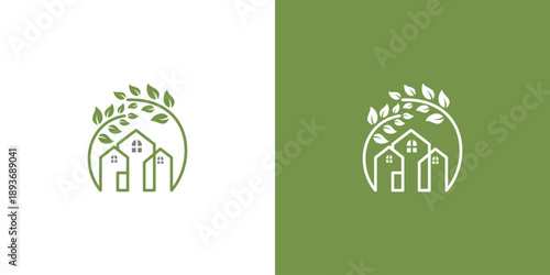 EcoFriendly Home Logo Sustainable Living and Green Architecture.