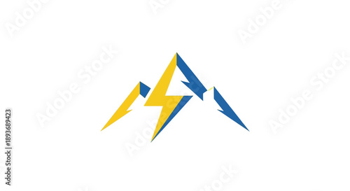 Mountain Lightning Bolt Logo Design.