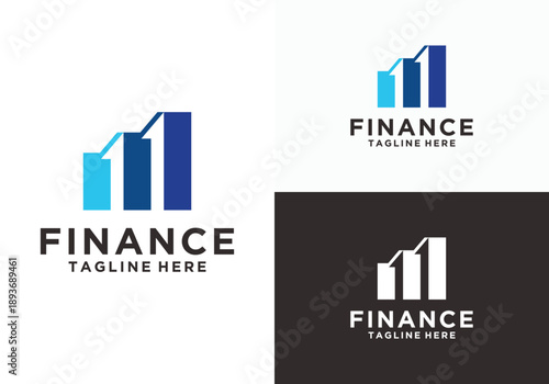Finance Logo Design with Graph and Text for Business.