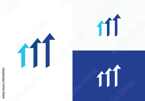 Modern business logo featuring upward arrows representing growth and progress.