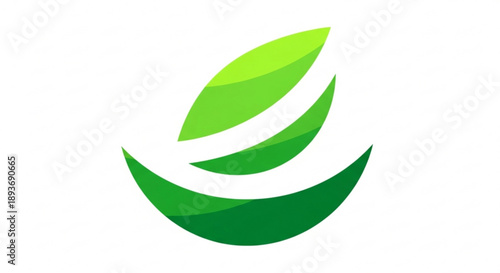 Green leaf logo symbol eco friendly icon nature curved design element on white background for ecology or sustainability concept