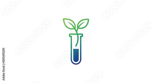 Plant seedling growing in a test tube, symbolizing biotechnology and scientific research.