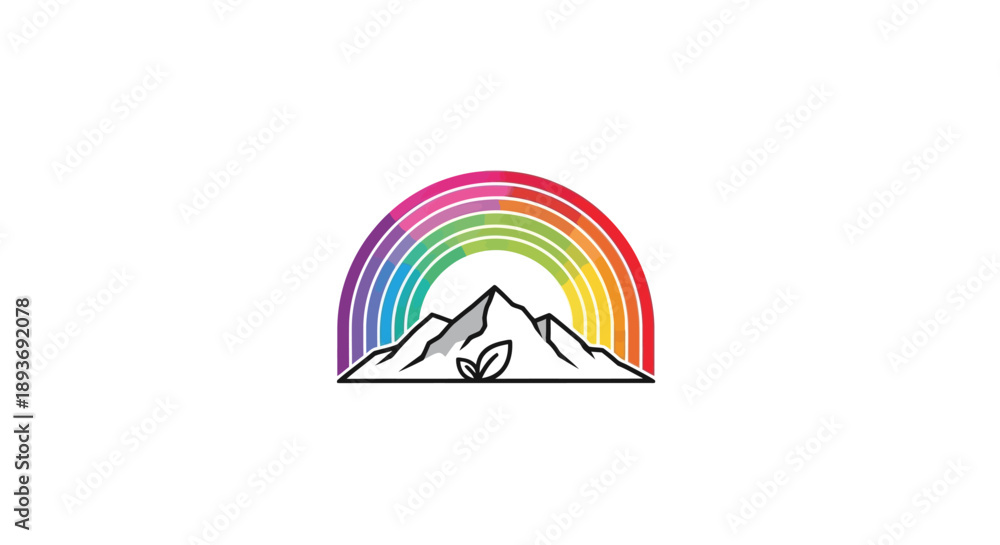 Obraz premium Rainbow Mountain Logo Design with Nature Elements.