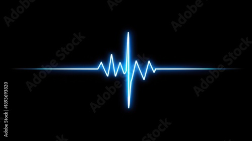 Heartbeat rhythm pulses in vibrant blue against a midnight black background, evoking feelings of life and energy