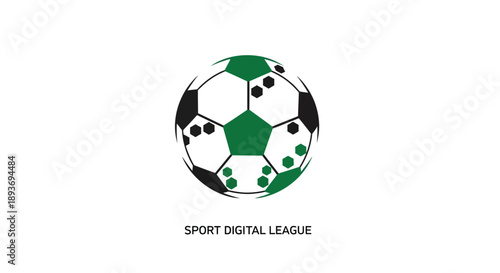Sport Digital League Soccer Ball Logo on White Background.