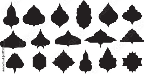 Ornate Moroccan and Arabic decorative shapes and frame collection. Vector illustration