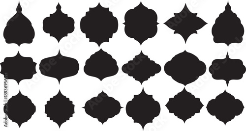 Ornate Moroccan and Arabic decorative shapes and frame collection. Vector illustration