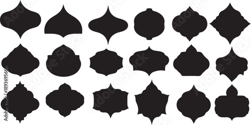 Ornate Moroccan and Arabic decorative shapes and frame collection. Vector illustration