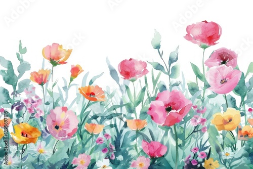 Wallpaper Mural Vibrant watercolor floral garden Torontodigital.ca