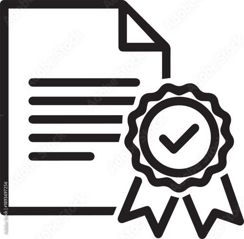Document verification icon with certificate and checkmark symbol eps file