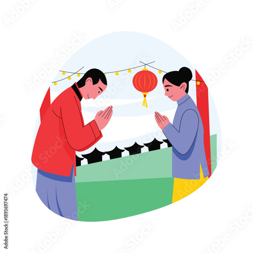 Chinese Politely Elders During vector illustration 