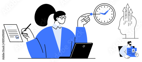 Productivity concept. Productivity through effective time management, task prioritization, and goal planning. Productivity improvements for business, projects, education, teamwork, and personal