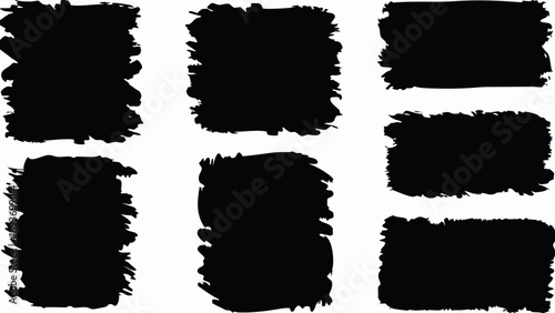 Flat vector illustration featuring torn edge black rectangles on white background for design and editing