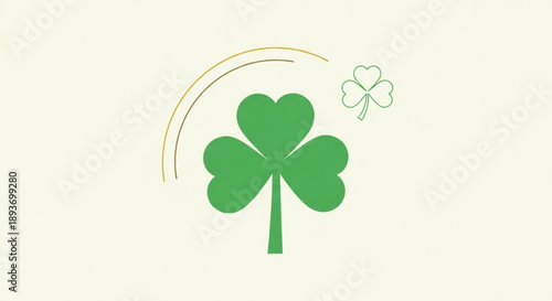 Lucky four leaf clover with rainbow and heart shaped leaves on white background for st patrick's day