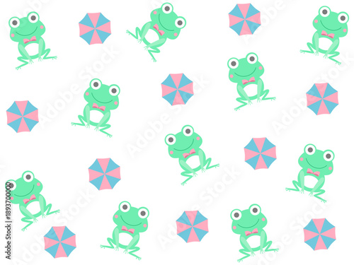 カエルと傘のかわいい壁紙背景