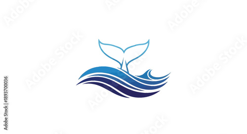 Whale Tail in Ocean Waves Logo Design.