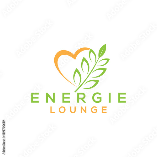Energie lounge logo with heart and leaf design