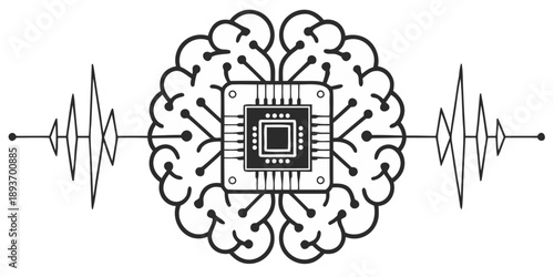 Abstract AI Core with Glowing Neural Lines and Energy Pulses on Dark Background