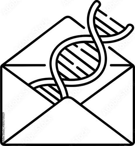 DNA in envelope icon symbolizing genetic test results and biotechnology communication