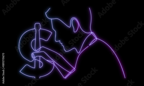 Neon Line Musician Playing