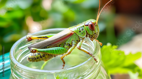 Wallpaper Mural green grasshopper on a leaf Torontodigital.ca