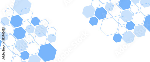 Abstract blue hexagon shape for frame illustration design