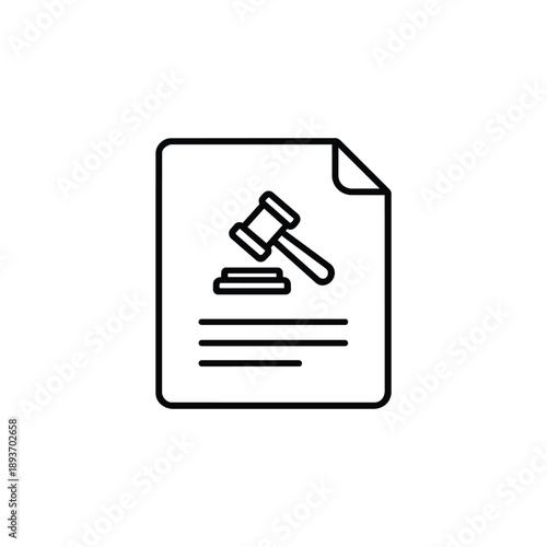 Ethics policy document line icon black and white legal guidelines agreement law contract compliance minimal vector illustration