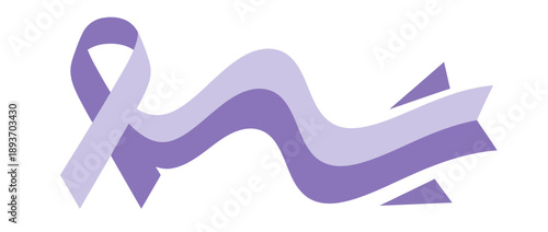 Purple awareness ribbon with wavy flowing tail vector illustration