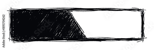 Abstract hand drawn black scribble frame with a distressed rough texture providing an expressive graphic overlay for presentations or social media content