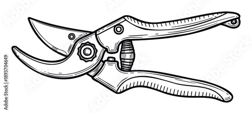 Gardening pruning shears for cutting branches and plants is a useful tool for agricultural work and landscaping projects