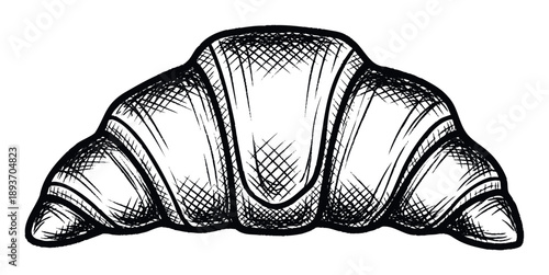 Delicious hand drawn ink sketch style croissant pastry perfect for bakery branding cafe menus restaurant advertisements and gourmet food publications