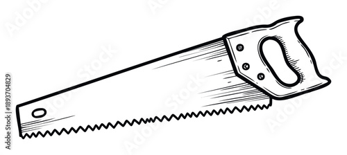 A traditional hand saw tool featuring a robust handle and sharp cutting teeth, ideal for various woodworking, carpentry, building, and home improvement projects.