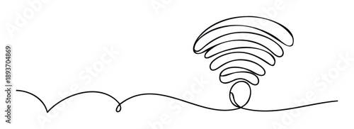 Continuous line drawing of a stylized wireless internet connection signal or a modern creative idea symbol perfect for technology communication and innovation concepts and digital solutions.
